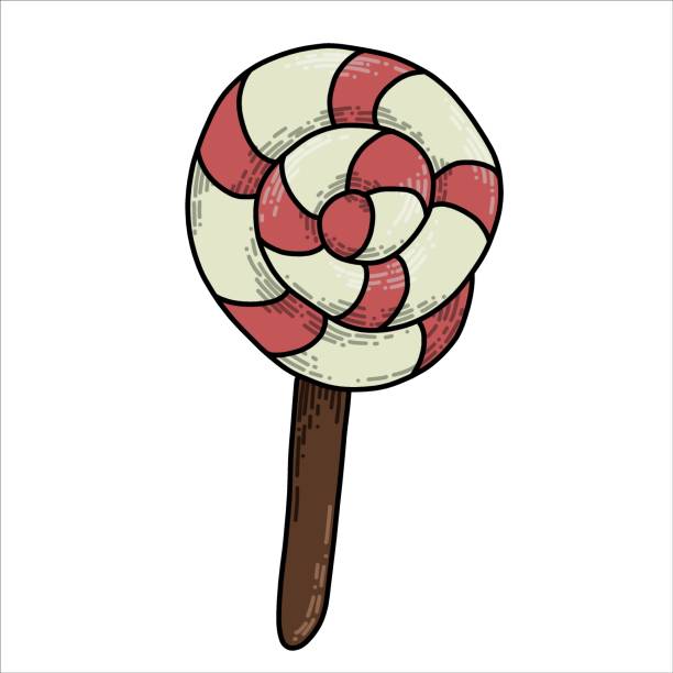 vector illustration in doodle style. lollipop. cute candy drawing. halloween holiday - lolipop illüstrasyonlar stock illustrations