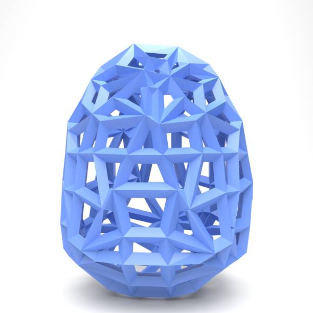 Isolated single abstract 3D oval shape egg standing in the middle of white background. Easy to crop for all social media and print design sizes.