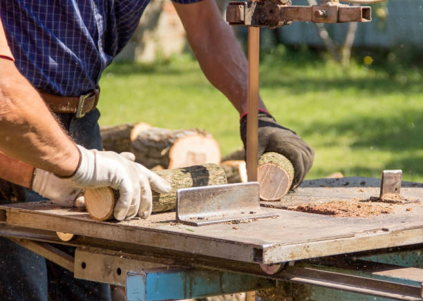 istock A lumberjack cuts wood on a band saw 1385465556