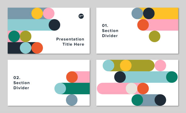 Presentation design template with abstract geometric graphics — IpsumCo Series Abstract geometric designs, templates, and backgrounds inspired by Mid-century modern style. 16:9 aspect ratio for widescreen digital presentations. Pixel perfect vector artwork created at 1920 x 1080 pixels scales to any size. ppt templates stock illustrations