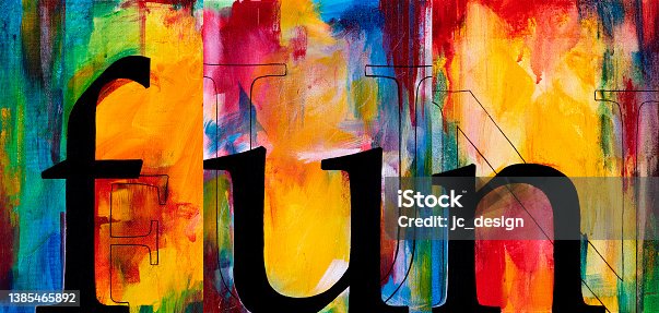 istock Fun lettering alphabet typographic colorful abstract painting 1385465892