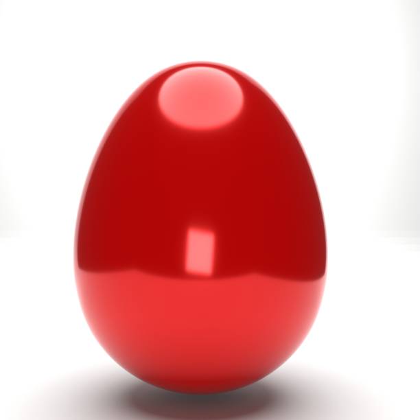 Isolated single realistic 3D oval shape egg standing in the middle of white background. Easy to crop for all social media and print design sizes.