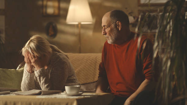 istock Senior couple arguing at home 1385477083