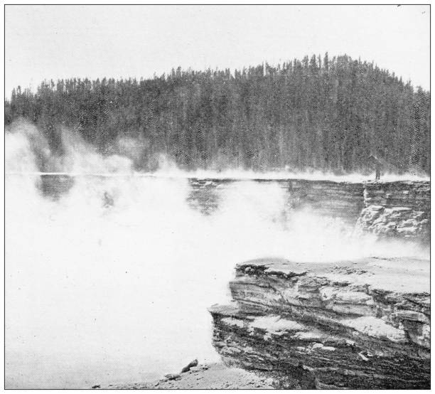 istock Antique travel photographs of Yellowstone: Hell's Half Acre 1385480897