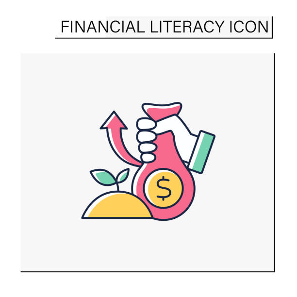 Investments color icon Investments color icon. Investing money in profitable business. Investition. Accumulate earnings.Financial literacy concept. Isolated vector illustration financial literacy logo stock illustrations