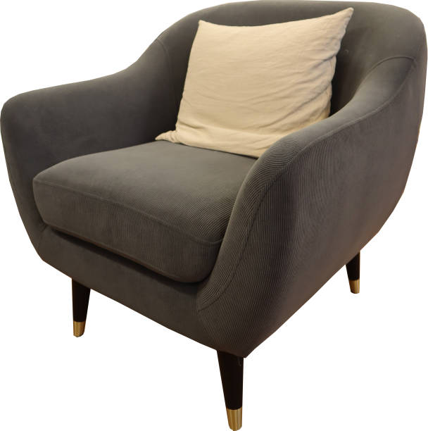 istock Dark brown armchair with light brown pillows. on a white background 1385487049
