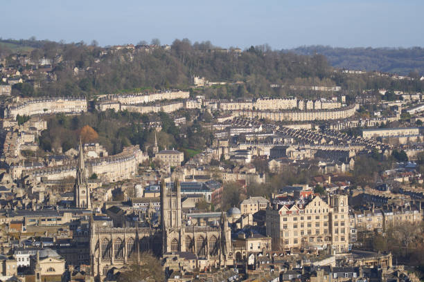 Panoramic view of the historic World Heritage city of Bath in Somerset, United Kingdom from Alexandra Park