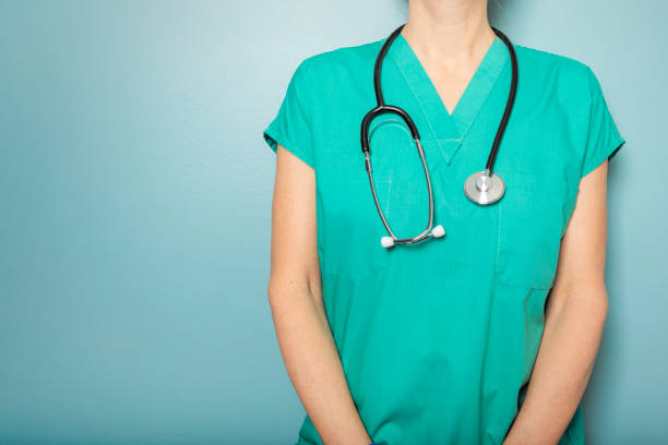Medical Worker in Scrubs With Copy