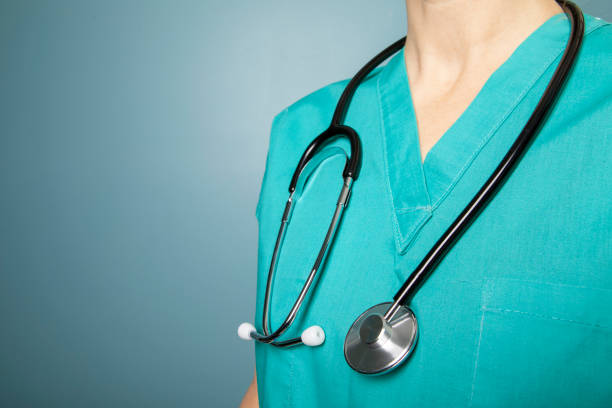 istock Medical Worker in Scrubs Close Up With Copy Space 1385490416
