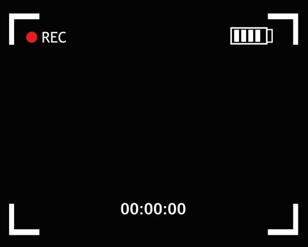 istock Vector illustration of screen viewfinder of a recording camcorder (REC) on a black background 1385492236