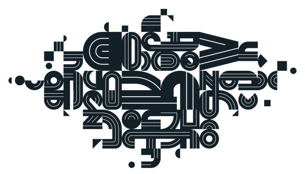 istock Abstract modern vector trendy design, geometric shapes stylish composition, black and white modular pattern artistic illustration, typography letters elements used. 1385493141