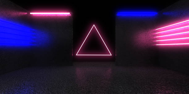 istock 3D abstract background with neon lights. neon tunnel  .space construction . .3d illustration 1385495902