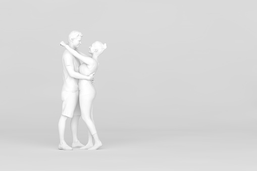 3D Man and woman hugging