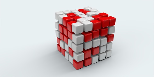 Background of cubes. Geometric structure. 3D visualization.