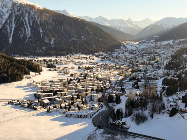 istock Davos in the shadows of the mountains. 1385508956
