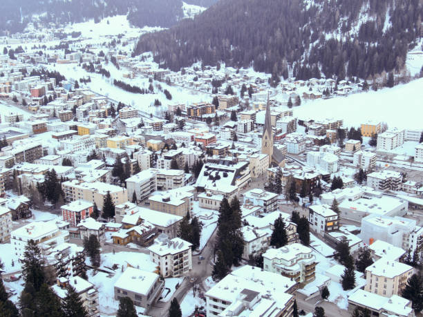 istock Davos church arial overview in snow 1385508976