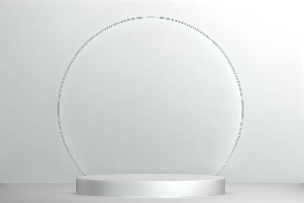 istock Abstract Podium minimal geometric white and gold.3D rendering 1385515175