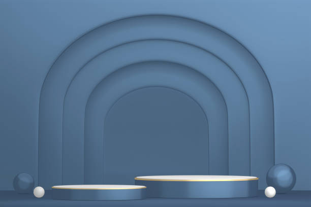 istock Blue adstract , podium for cosmetic product. 3d rendering 1385515321