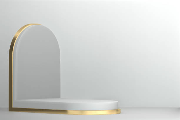 istock Modern white background and white podium show cosmetic product geometric. 3D rendering 1385515360