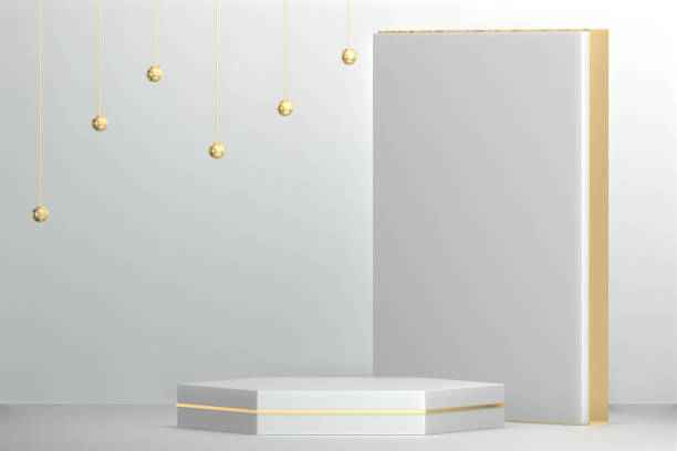 istock Modern white background and white podium show cosmetic product geometric. 3D rendering 1385515364