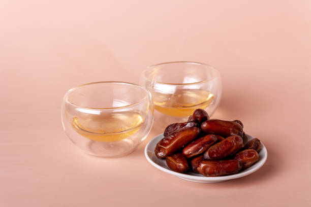istock green tea in glass cups and a plate with dates 1385521925