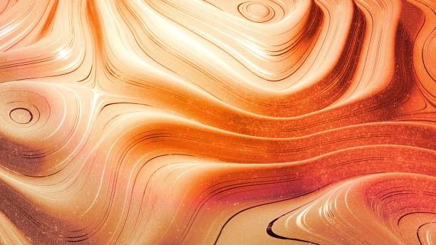 istock Abstract background with wavy sparkling golden liquid pattern on shiny glossy surface. Viscous yellow fluid like surface of gold foil or brilliant glass. Beautiful creative festive backdrop. 3d render 1385524063