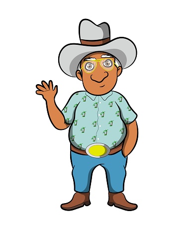 Rich Men Cowboy Clothes Old People Say Hello Stock Illustration ...