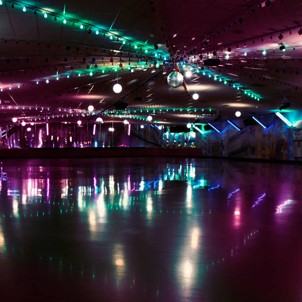Retro Roller Skating Rink Retro roller skating rink. roller rink stock pictures, royalty-free photos & images