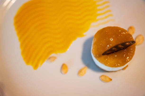 istock Cheese cake with chocolate ring on top and Yafa syrup 1385530342