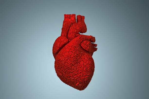 istock Three Dimensional medical concept using heart made of pills 1385531502