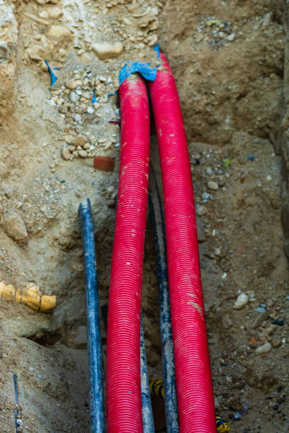 istock Detail of underground isolated electrical cables 1385538220