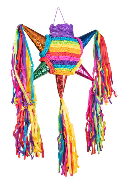 Colorful Mexican pinata used in birthdays and posadas with clipping path stock photo
