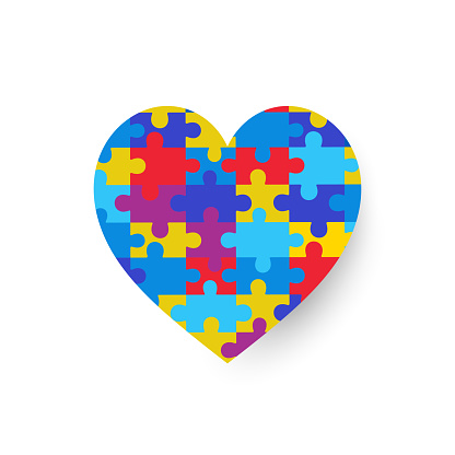 Multicolored puzzle heart puzzle. Vector illustration. EPS10