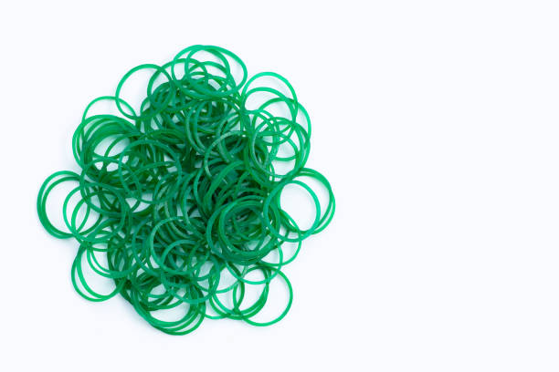 istock Green rubber band  on white background. 1385554517