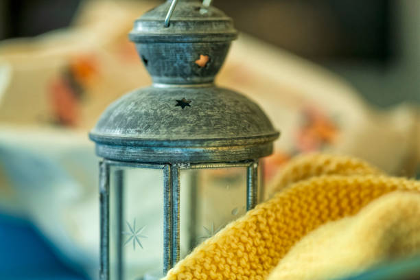 Rustic cottage table tray with knitting project