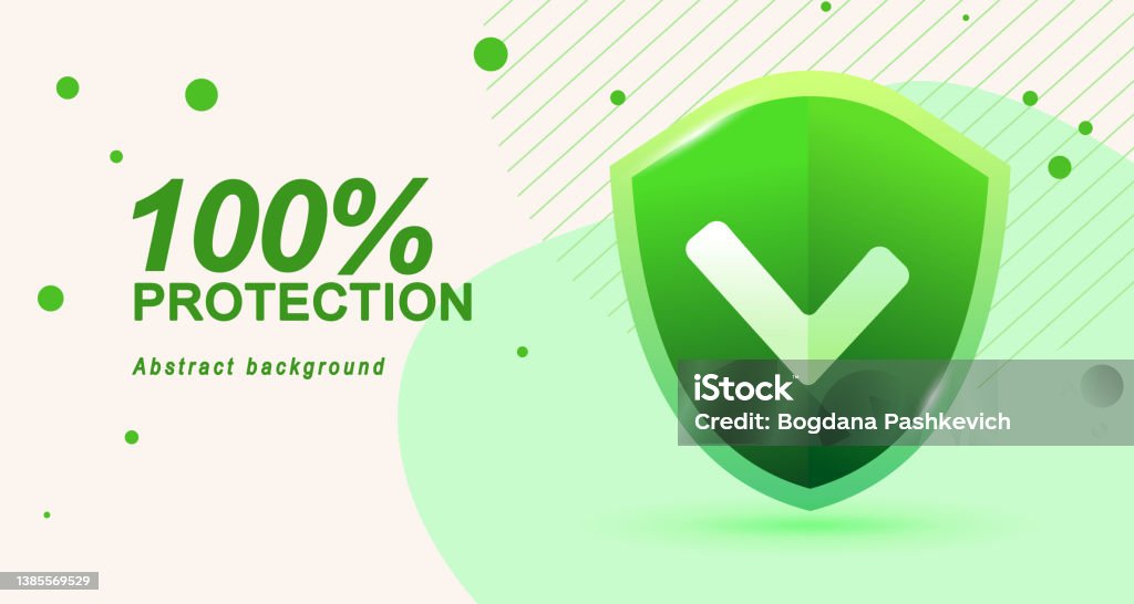 Protection' Green Color Green Protection Shield With Check Mark Floating In The Air Vector ...