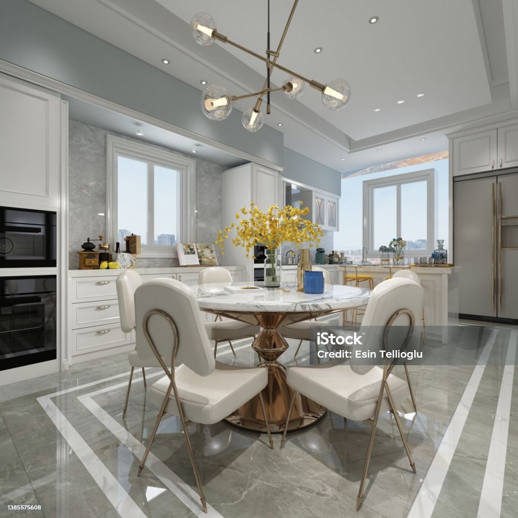 3d Render Modern Kitchen Interior Scene Stock Photo - Download Image ...