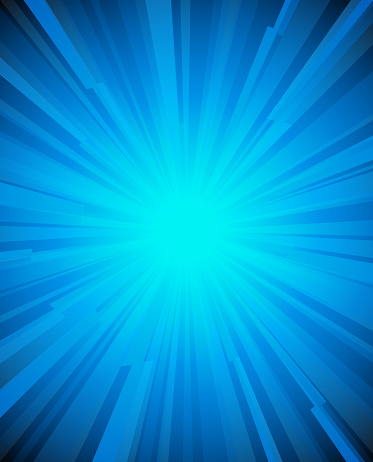 Blue shining light comic star burst background