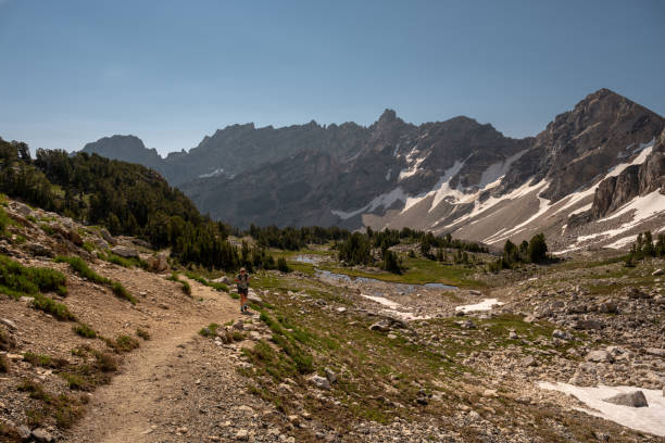 istock Hiker Climbs Uphill Toward Paintbrush Divide 1385583597
