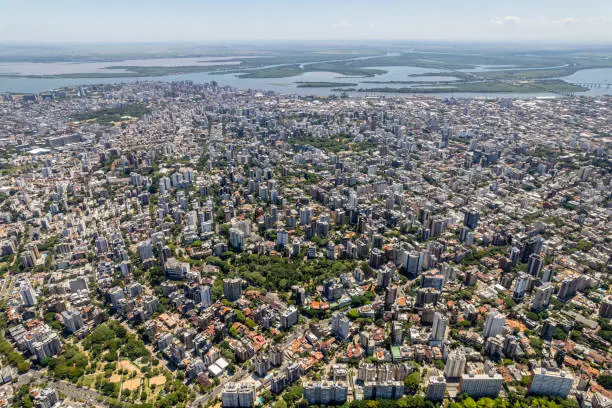 Aerial view of Porto Alegre, RS, Brazil. Aerial photo of the biggest city in the South of Brazil.