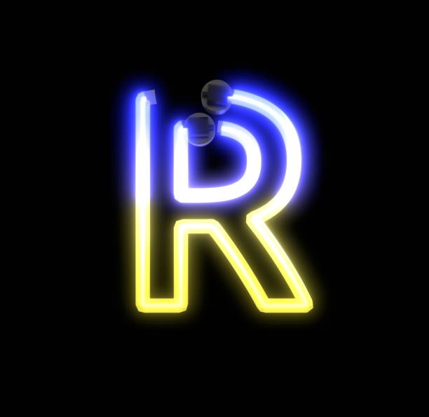 istock Neon Ukraine Lights Themed Characters Letter R 1385588694