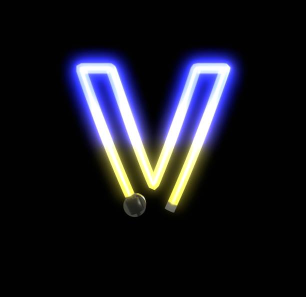 istock Neon Ukraine Lights Themed Characters Letter V 1385588731