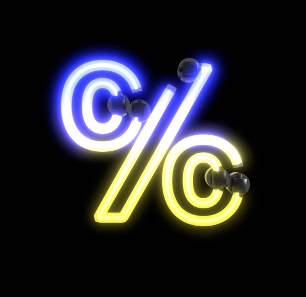 istock Neon Ukraine Lights Themed Characters Percent Sign 1385589823