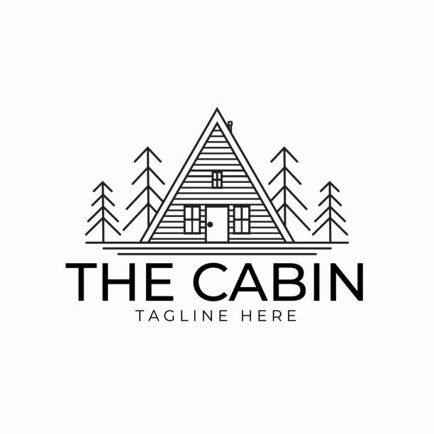 Cabin line art logo vector illustration design, minimalist logo design Cabin line art logo vector illustration design, minimalist logo design summer camp cabin stock illustrations