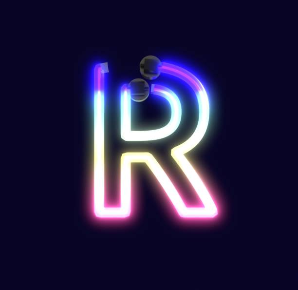 istock Neon Lights Themed Characters Letter R 1385599796