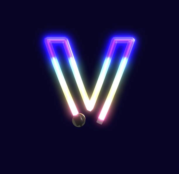 istock Neon Lights Themed Characters Letter V 1385599820