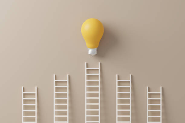 istock Light bulb yellow outstanding among lightbulb group. Concept of creative idea and innovation, Unique, Think different, Individual and standing out from the crowd. 3d render illustration 1385599842