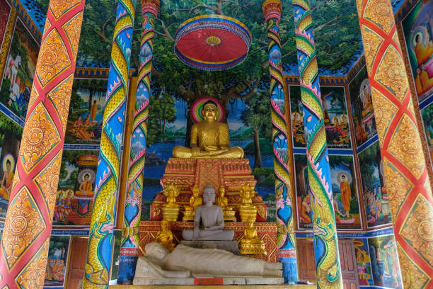 Kampot, Cambodia - February 2022: Toek Vil Pagoda in Kampot on February 26, 2022 in Cambodia.