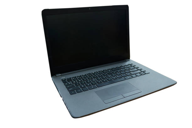 istock Black laptop photo with white background 1385603381