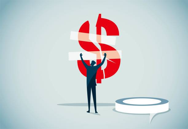repair dollar Repair torn dollar sign cartoon of glue stick stock illustrations